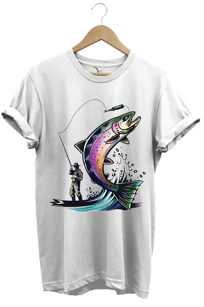 WİDİ Ψάρεμα εμπριμέ - 100% βαμβακερό μπλουζάκι με κανονική εφαρμογή Crane Bass