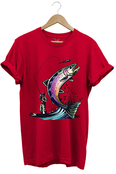 WİDİ Ψάρεμα εμπριμέ - 100% βαμβακερό μπλουζάκι με κανονική εφαρμογή Crane Bass