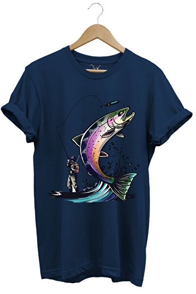 WİDİ Pescuit imprimat - 100% bumbac, tricou cu croiala normală