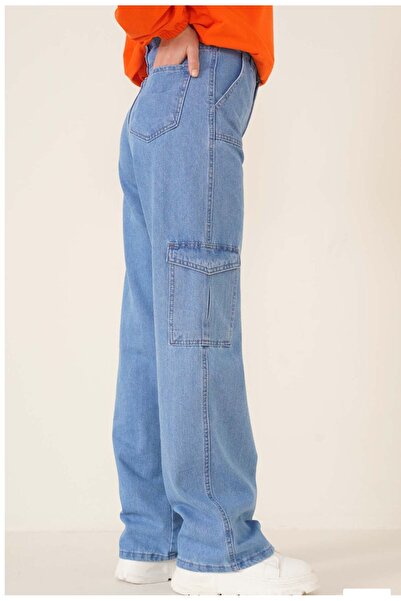 Shield Life Children's Light Blue Cargo Pants Girls (Mom & Daughter Combinable) Item Length: 110cm