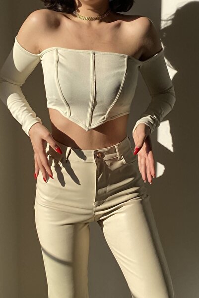 boutiquen 1731 Μπεζ μπλούζα με φερμουάρ στην πλάτη