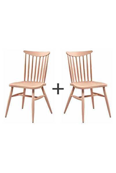 GÜZSAN Kırlangıç Sandalye 2 li Ahşap Ham