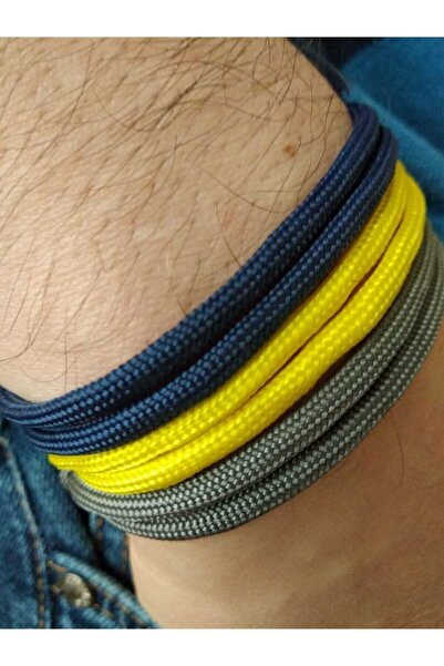 PARACORD DÜNYASI 3'lü Sarı Lacivert Kalın Ip Bileklik 4mm Paraşüt Ipi