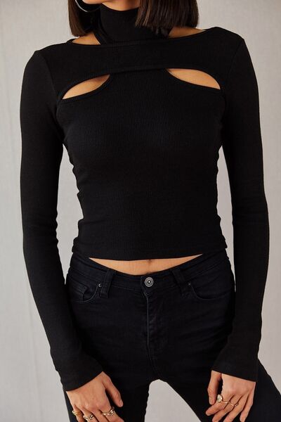 boutiquen 1329-Μαύρη μπλούζα καμιζόλ με ζιβάγκο-2β