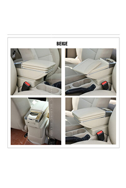 carlone Sürgülü Kolçak Kol Dayama Bardaklık Ve Küllüklü Bej Deri