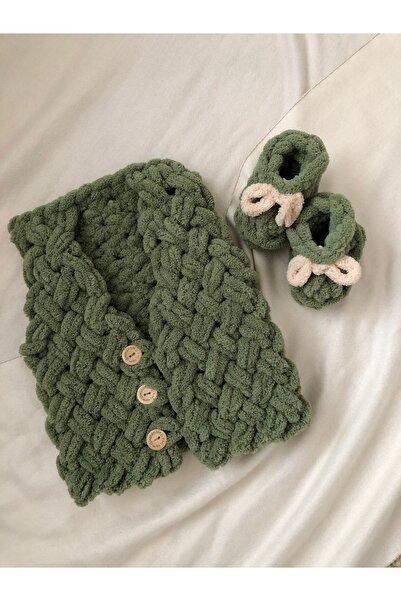 babyist Alize Puffy Bebek Yelek Patik Şapka Takım