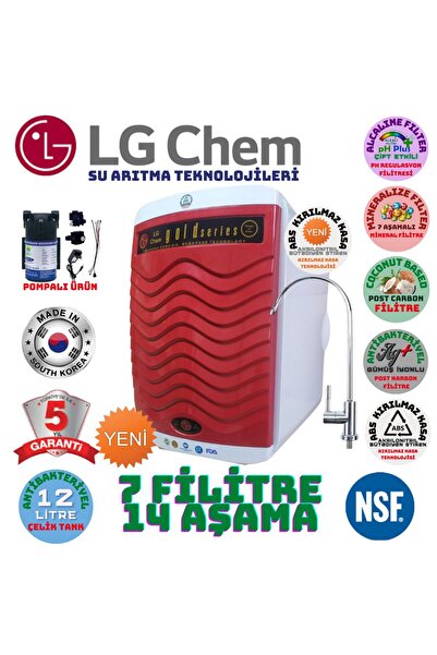 LG Chem Gold Plus Pompalı Beyaz-kırmızı Renk 12 Litre 7 Filitre 14 Aşama Gümü...