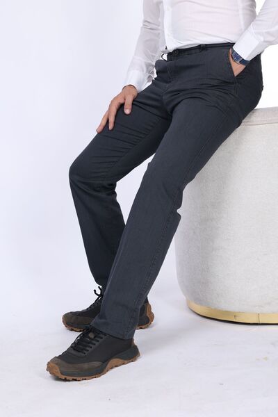 Yeniay Erkek Gri Yazlık Likralı Yıkamalı Klasik Kesim Ince Kot Pantolon