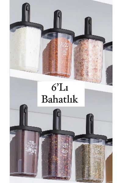 Bayev 350 ML 6 Pieces Spice Set with Lid and Slide