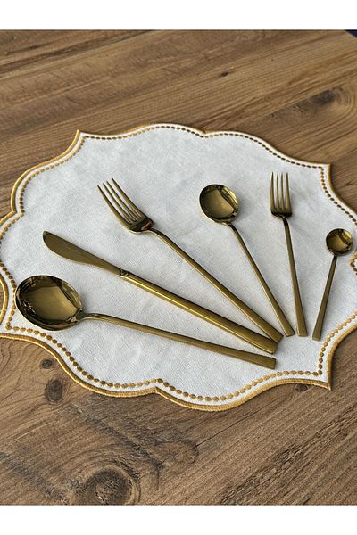 Meri Ev Gereçleri TITANIUM GOLD 36 PIECES 6 PERSON FORK SPOON KNIFE SET