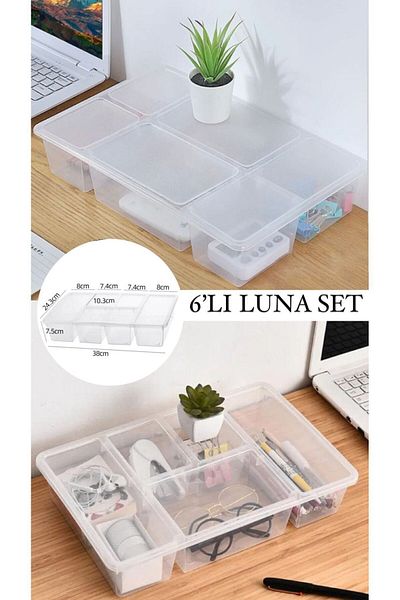 Bayev Luna 6 Drawers with Lid - Organizer Jewelry and Makeup Box, Pen and Glasses Organizer
