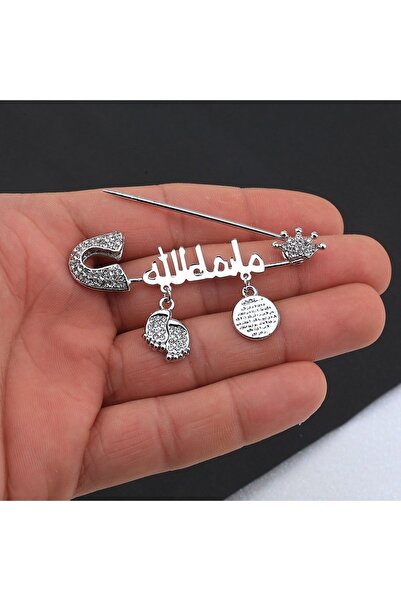 Hobi Dünya Arapça Maşallah Yazılı Bebek Iğnesi Gümüş