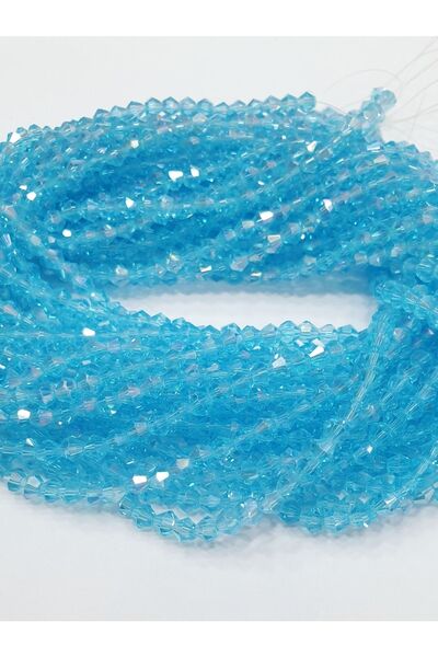 CRYSTALSHOP 4mm Pyramid Aqua Crystal Beads (10 STRINGS)