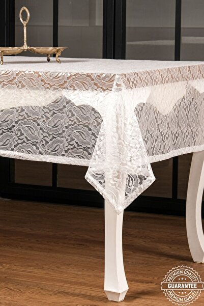 Finezza Şal Lüx Raşel Dantel Krem Masa Örtüsü 155x220 Cm - 1292