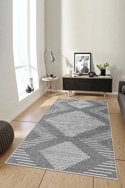 df home Salon Halısı Geometrik İskandinav Eskitmeli Dijital Baskı Yıkanabilir...