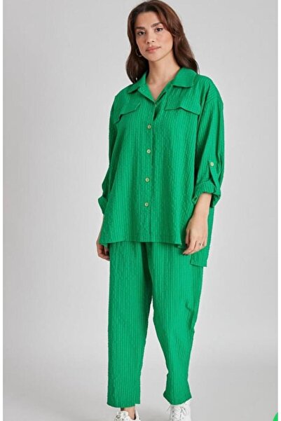 gül sezgin butik FAST PERY Costum dublu pentru femei, verde iarbă, cu carouri