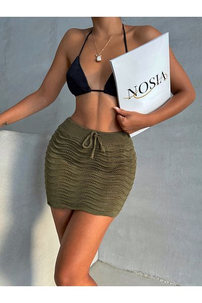 Nosia Γυναικεία Μίνι Πλεκτή Φούστα Παραλίας με Σχέδιο Wave