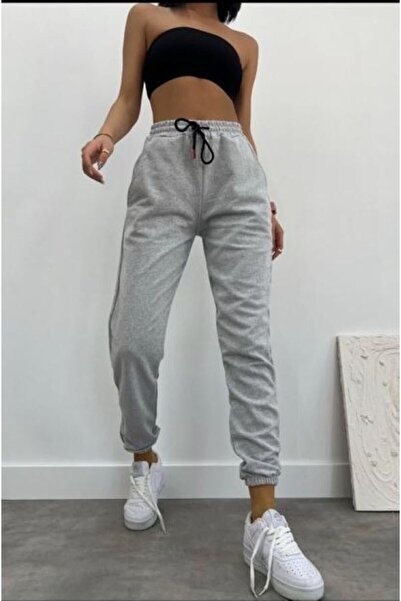 NO 601 Γκρι καλοκαιρινό λεπτό παντελόνι φούτερ - ελαστικά πόδια