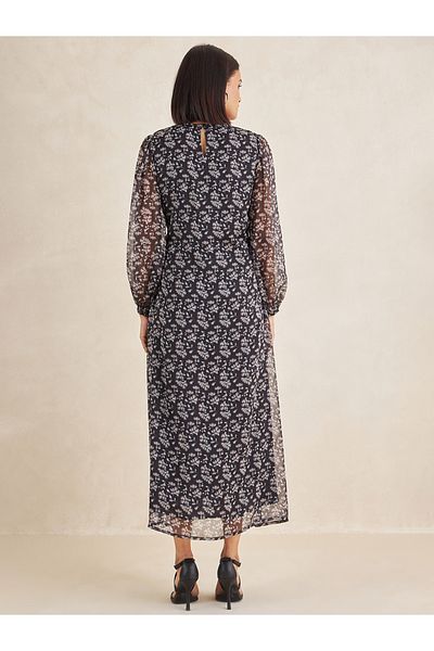 Femmella By Styli Floral Print Front Knotted A-Line Maxi Dress