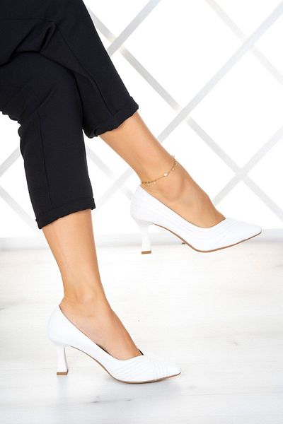 Erkan Saçmacı Farah White - Pantofi vegani cu toc lat de 6 cm