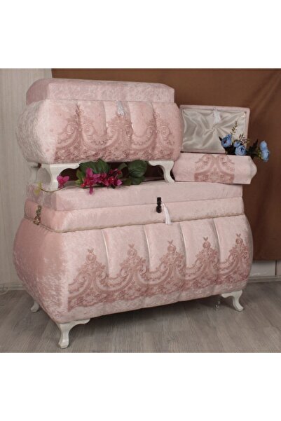 EnesSandık Gelin 3lü Çeyiz, Bohça & Makyaj Sandık Takımı 1002