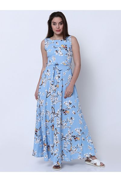 Tokyo Talkies By Styli Floral Print Sleeveless A-Line Maxi Dress