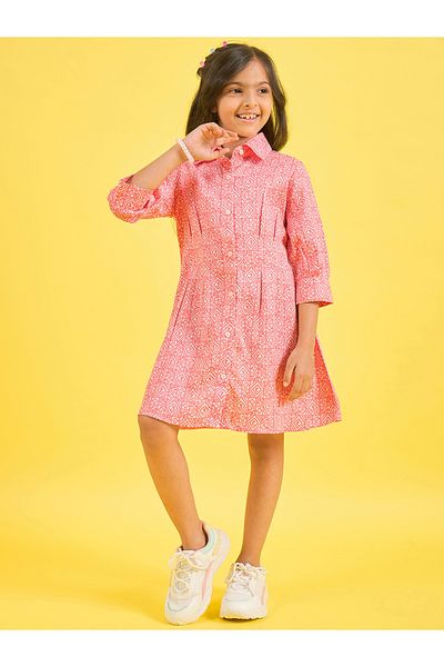 Stylo Bug By Styli All Over Print 3/4 Sleeves Shirt Dress