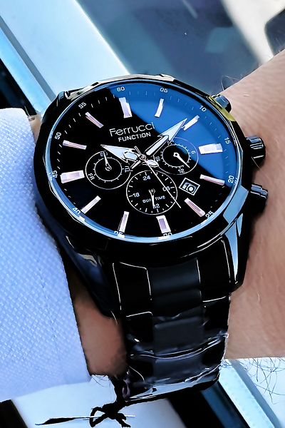 Ferrucci Men's Black Wristwatch - 3 Atm Waterproof, Steel Cord Bracelet Fre2003c4