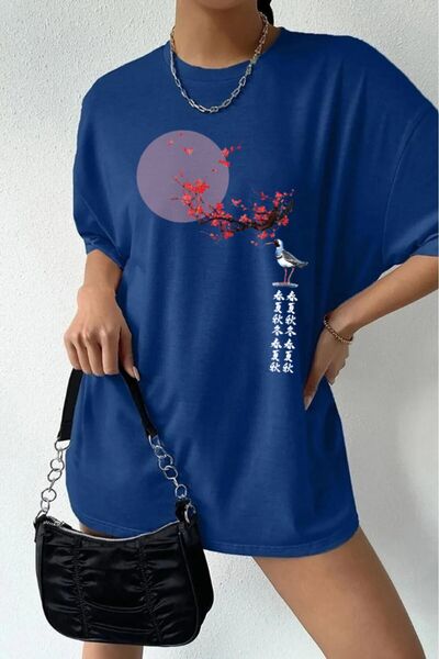 oneagılyazı T-shirt Oversize kroj са цветним Štampano птица