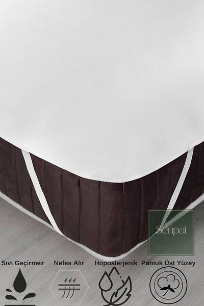 Senpai Cotton Terry-pad 100% Liquid Waterproof Single-Double Mattress Protector - Corner Elastic