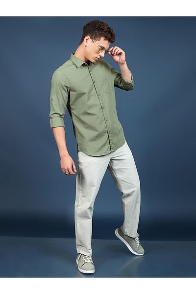 Highlander By Styli Slim Fit Cotton Casual Shirt