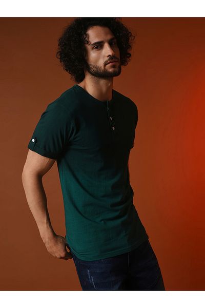Campus Sutra By Styli Ombre Look Henley Neck T-Shirt