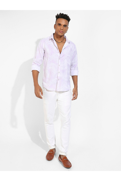 Campus Sutra By Styli Foliage Print Long Sleeves Shirt