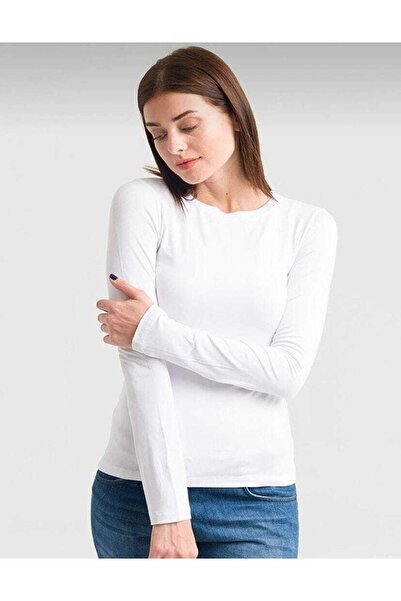 FERME BUTİK Λευκό μακρυμάνικο Crew Neck Basic Body