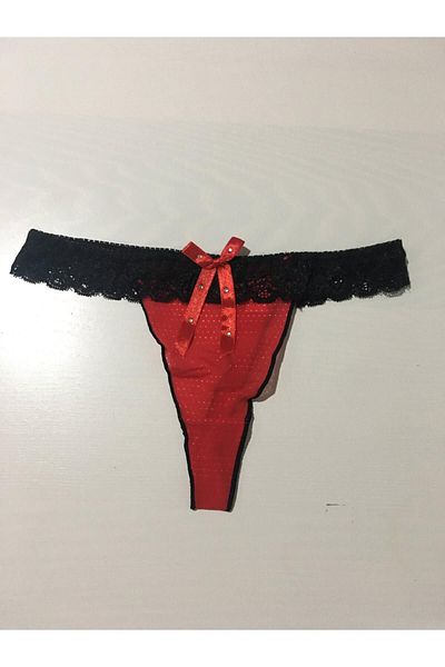 Nana & Mayka Moda Странични дантелени бикини с панделка, размер S-M-L, стандартни, червени