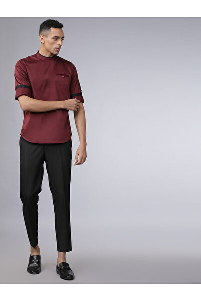 Highlander By Styli Piped Mandarin Collar Shirt with Shoulder Placket