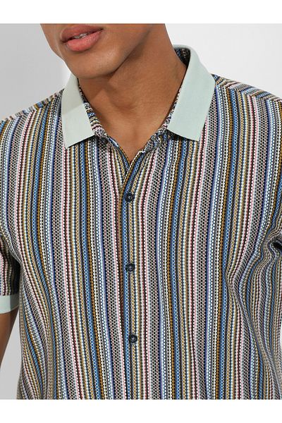 Campus Sutra By Styli Contrast Knitted Button Down Shirt