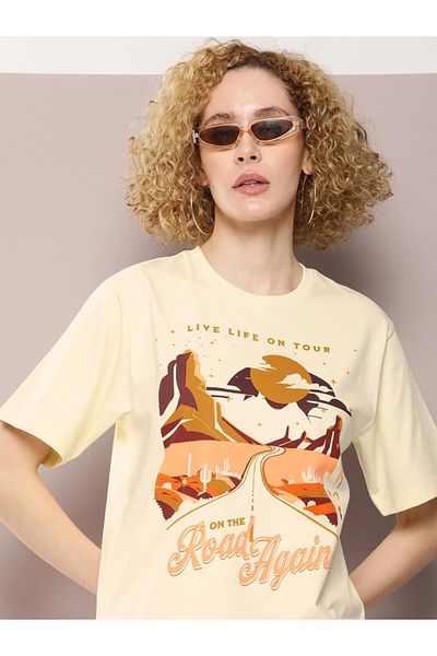 Dillinger By Styli Oversized On The Road Graphic Print T-Shirt