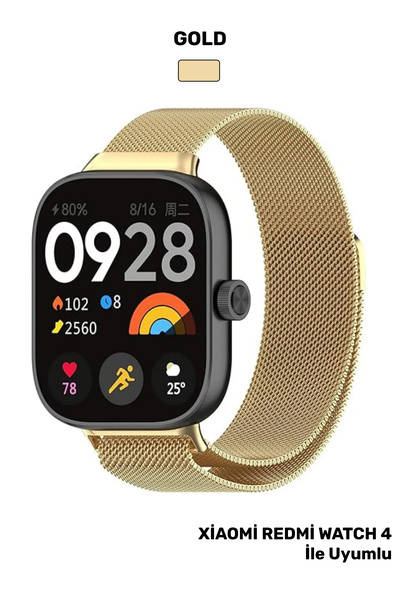 CONOCER Xiaomi Redmi Watch 4-5 Uyumlu Metal Hasır Örgü Mıknatıslı Ayarlanabil...