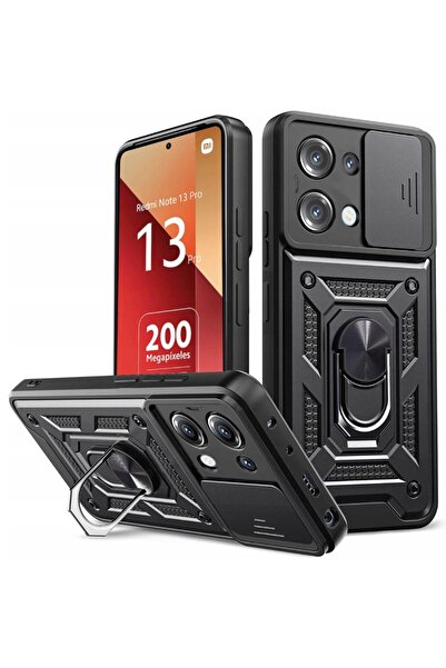 Fibaks Poco M6 Pro 4G Kılıf Kamera Korumalı Sürgülü Yüzüklü Armor Tank Kapak