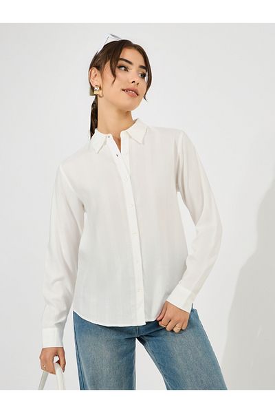 Styli Solid Dobby Collared Button Down Shirt