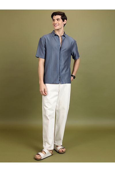 Highlander By Styli Oversized Jacquard Casual Shirt