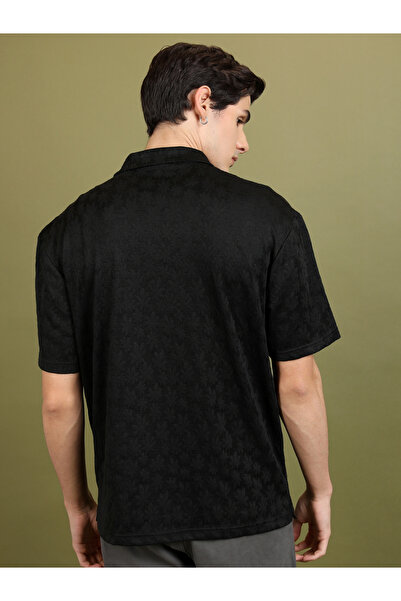 Highlander By Styli Oversized Floral Self Design Casual Shirt