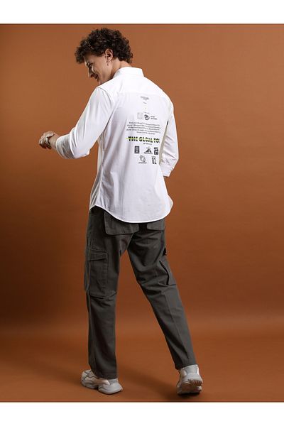 Ketch By Styli Slim Fit Typography Print Cotton Casual Shirt