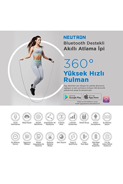 NEUTRON Ayarlanabilir Akıllı Bluetooth Atlama Ipi