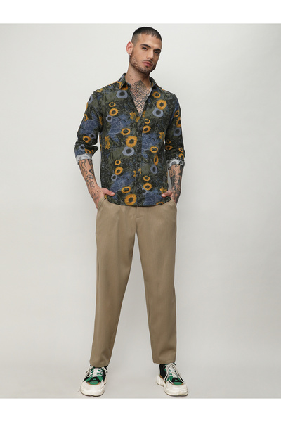 Campus Sutra By Styli All Over Botanical Print Long Sleeves Shirt