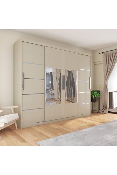 yılwood Sürgülü Gardırop Dört Kapaklı 320/210cm (KOTON VİZON) Rengi