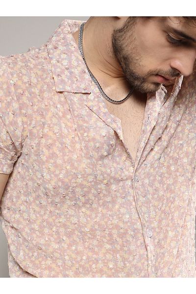 Campus Sutra By Styli Dobby Floral Print Casual Shirt