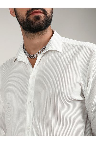 Campus Sutra By Styli Pleat-Creased Regular Fit Shirt