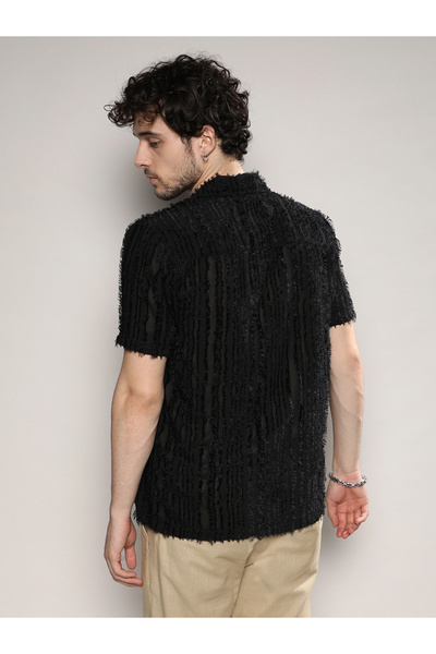 Campus Sutra By Styli Fleece Design Regular Fit Casual Shirt